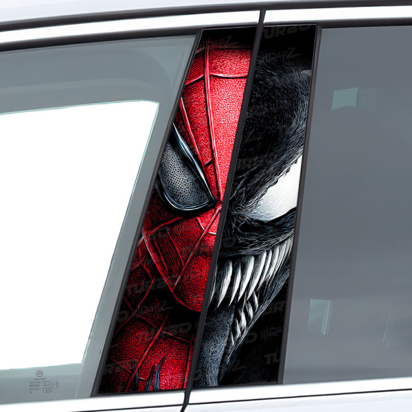 Sticker for car pillar Spiderman vs Venom | TurboWrapz.com
