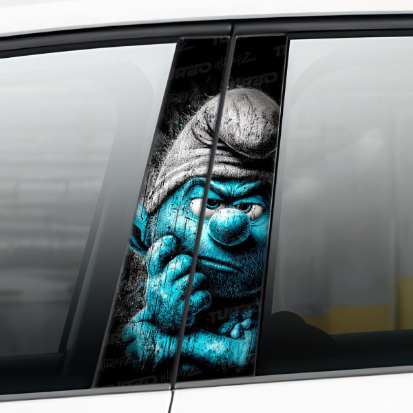 Naklejka na słupek samochodowy Zamyślony smerf | TurboWrapz.com