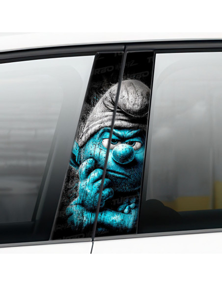 Sticker for car pillar Zamyślony smerf | TurboWrapz.com