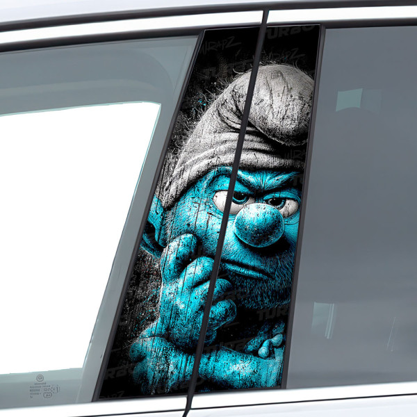 Naklejka na słupek samochodowy Zamyślony smerf | TurboWrapz.com