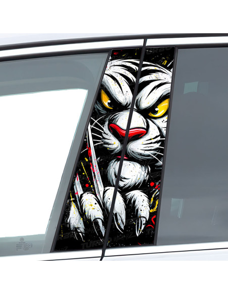 Sticker for car pillar Tygrys z pazurami 2 | TurboWrapz.com