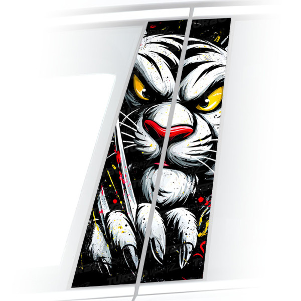 Sticker for car pillar Tygrys z pazurami 2 | TurboWrapz.com