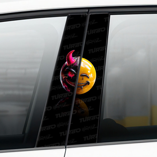 Naklejka na słupek samochodowy Emoji Evil x Smiley | TurboWrapz.com