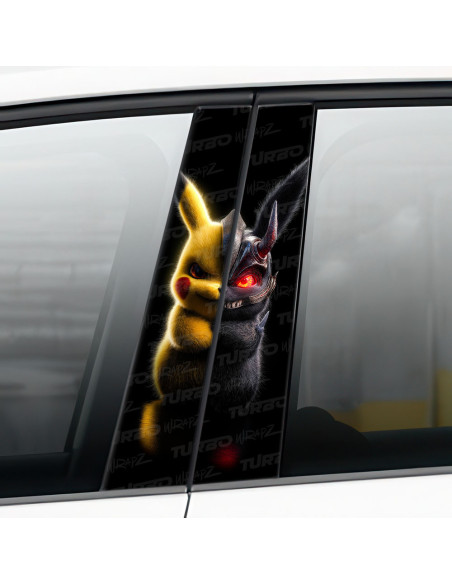 Sticker for car pillar Pikachu wojownik | TurboWrapz.com