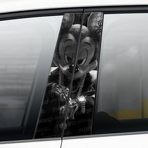 Naklejka na słupek samochodowy Mickey HypeBeast Czarnobiały | TurboWrapz.com