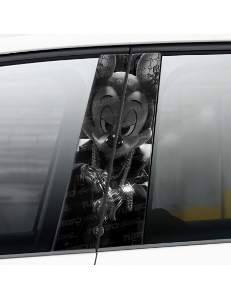 Naklejka na słupek samochodowy Mickey HypeBeast Czarnobiały | TurboWrapz.com