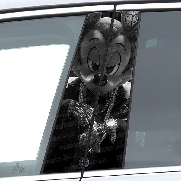 Naklejka na słupek samochodowy Mickey HypeBeast Czarnobiały | TurboWrapz.com