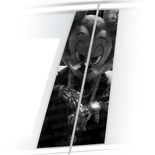Naklejka na słupek samochodowy Mickey HypeBeast Czarnobiały | TurboWrapz.com