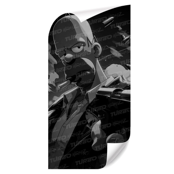 Sticker for car pillar Homer Gangster Czarnobiały | TurboWrapz.com