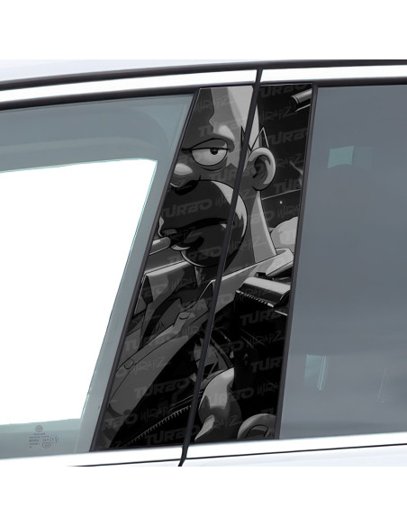 Naklejka na słupek samochodowy Homer Gangster Czarnobiały | TurboWrapz.com