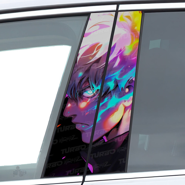 Sticker for car pillar Kolorowy Satoru Gojo | TurboWrapz.com