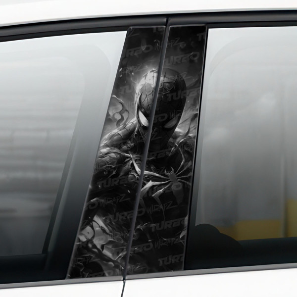 Naklejka na słupek samochodowy SpiderMan Czarnobiały | TurboWrapz.com