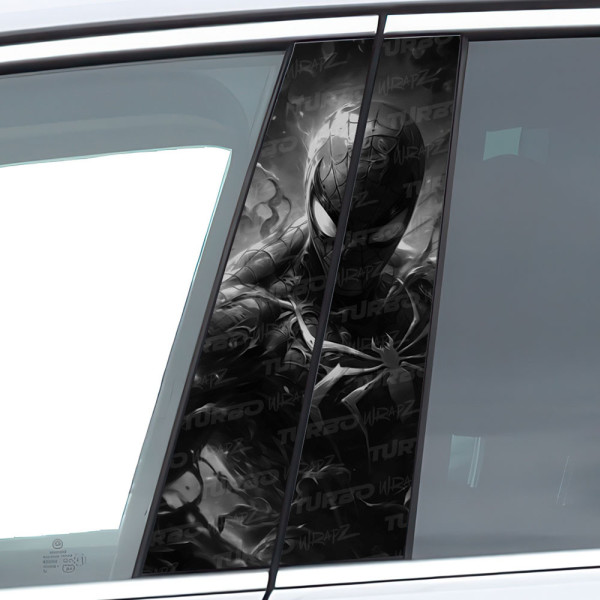 Naklejka na słupek samochodowy SpiderMan Czarnobiały | TurboWrapz.com