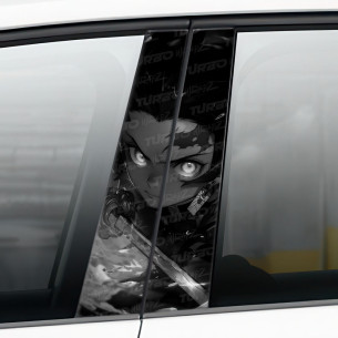 Naklejka na słupek samochodowy Demon Slayer Czarnobiały | TurboWrapz.com 2