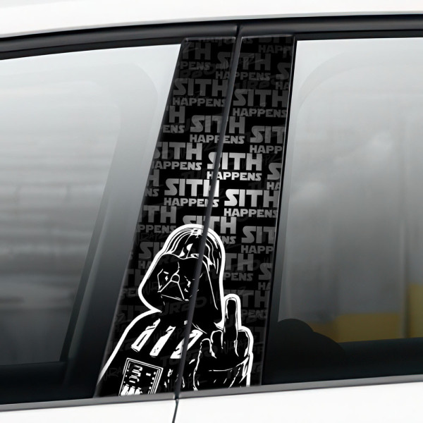 Sticker for car pillar Lord Vader Sith Happens | TurboWrapz.com