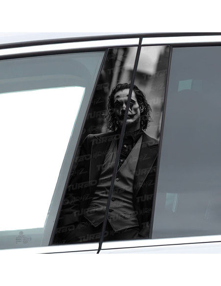 Naklejka na słupek samochodowy Joker w Mieście Czarnobiały | TurboWrapz.com