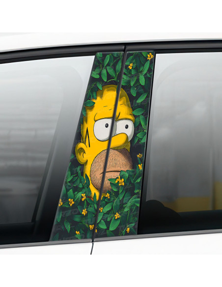 Naklejka na słupek samochodowy Homer w krzakach | TurboWrapz.com