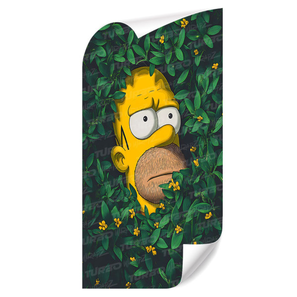 Naklejka na słupek samochodowy Homer w krzakach | TurboWrapz.com