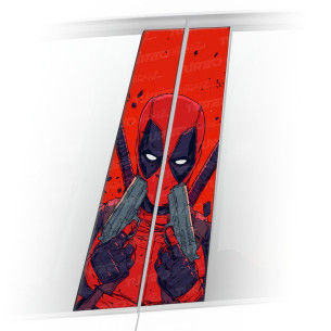 Sticker for car pillar Deadpool z Pistoletami | TurboWrapz.com