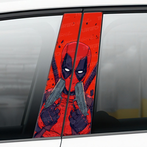 Sticker for car pillar Deadpool z Pistoletami | TurboWrapz.com