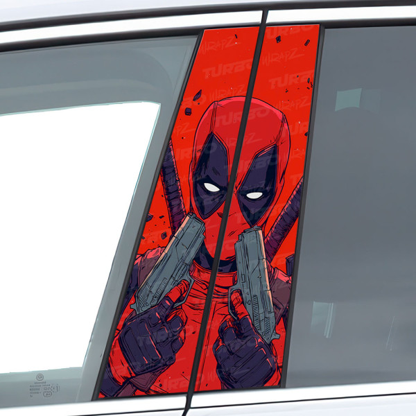 Sticker for car pillar Deadpool z Pistoletami | TurboWrapz.com
