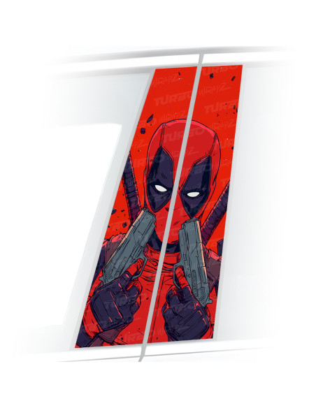 Sticker for car pillar Deadpool z Pistoletami | TurboWrapz.com