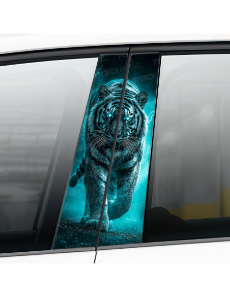 Naklejka na słupek samochodowy Tygrys w burzy 2  | TurboWrapz.com