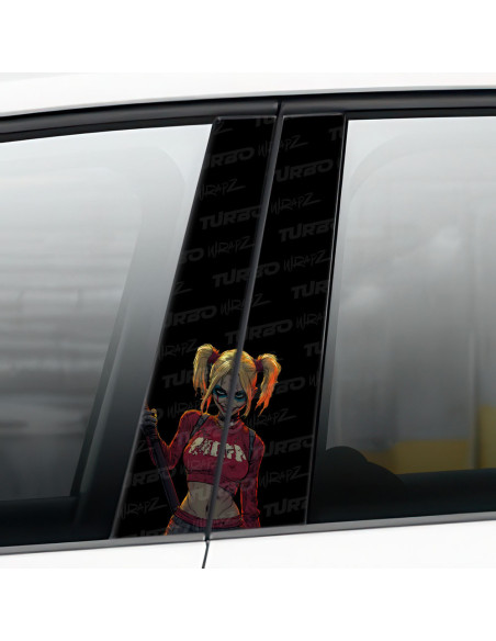 Sticker for car pillar Kreskówkowa Harley Quinn | TurboWrapz.com