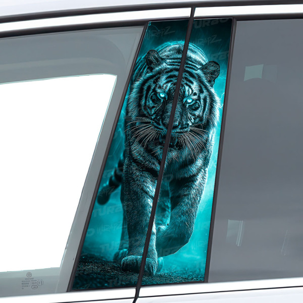 Naklejka na słupek samochodowy Tygrys w burzy 2  | TurboWrapz.com