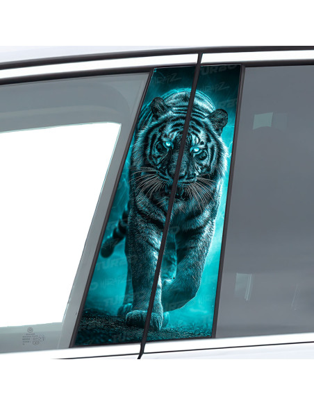 Naklejka na słupek samochodowy Tygrys w burzy 2  | TurboWrapz.com