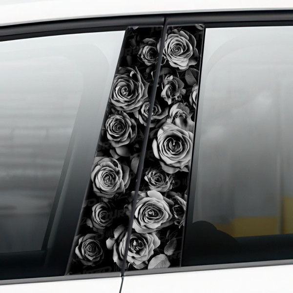 Naklejka na słupek samochodowy Czarnobiałe Róże | TurboWrapz.com
