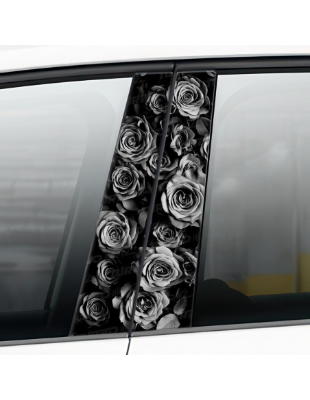 Sticker for car pillar Czarnobiałe Róże | TurboWrapz.com