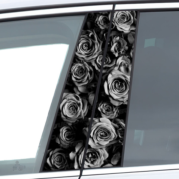 Naklejka na słupek samochodowy Czarnobiałe Róże | TurboWrapz.com