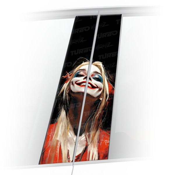 Naklejka na słupek samochodowy Szczęśliwa Harley Quinn | TurboWrapz.com