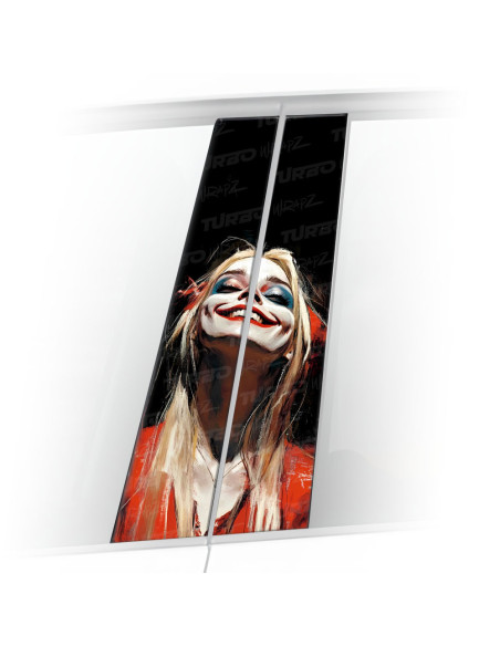 Naklejka na słupek samochodowy Szczęśliwa Harley Quinn | TurboWrapz.com
