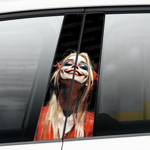Naklejka na słupek samochodowy Szczęśliwa Harley Quinn | TurboWrapz.com 2