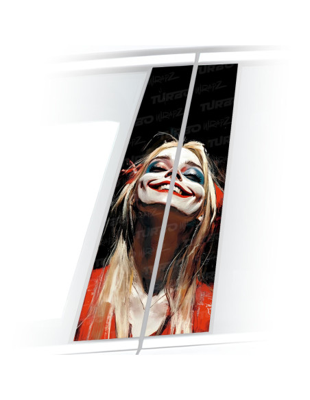 Naklejka na słupek samochodowy Szczęśliwa Harley Quinn | TurboWrapz.com
