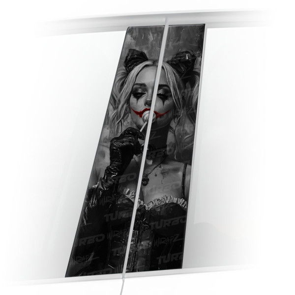 Naklejka na słupek samochodowy Czarnobiała Harley Quinn Lizak | TurboWrapz.com