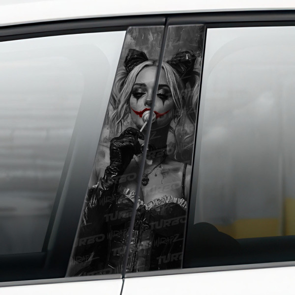 Naklejka na słupek samochodowy Czarnobiała Harley Quinn Lizak | TurboWrapz.com