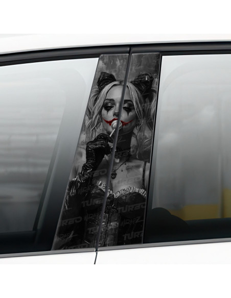 Naklejka na słupek samochodowy Czarnobiała Harley Quinn Lizak | TurboWrapz.com