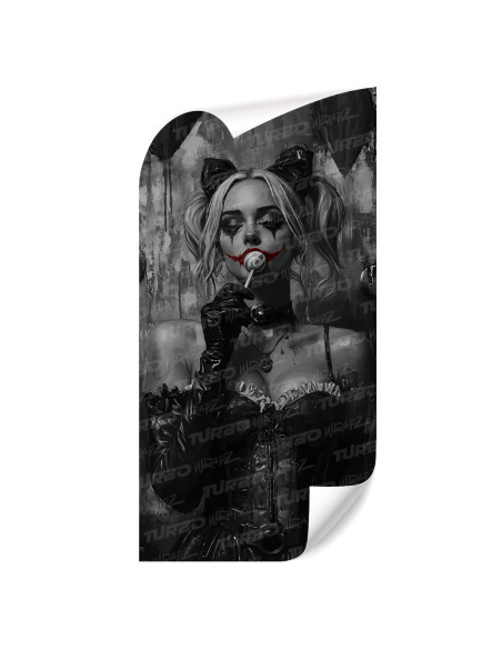 Naklejka na słupek samochodowy Czarnobiała Harley Quinn Lizak | TurboWrapz.com