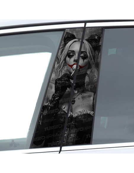 Naklejka na słupek samochodowy Czarnobiała Harley Quinn Lizak | TurboWrapz.com