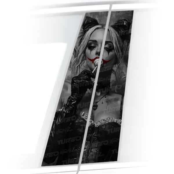 Naklejka na słupek samochodowy Czarnobiała Harley Quinn Lizak | TurboWrapz.com
