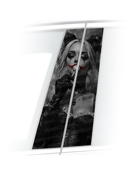 Naklejka na słupek samochodowy Czarnobiała Harley Quinn Lizak | TurboWrapz.com