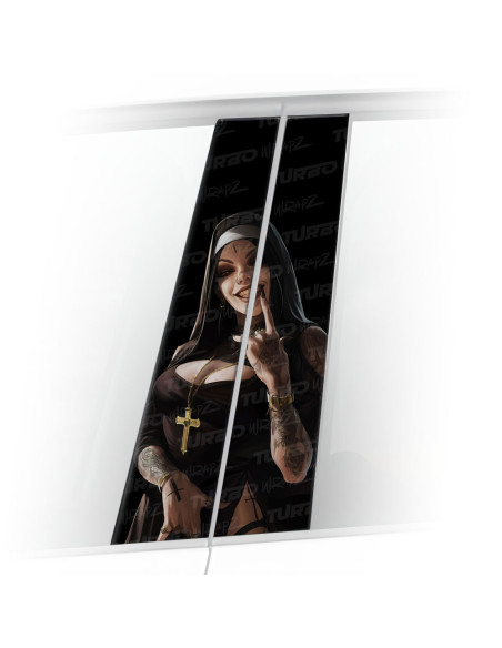 Naklejka na słupek samochodowy Bezwstydna Zakonnica | TurboWrapz.com