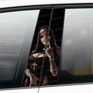 Naklejka na słupek samochodowy Bezwstydna Zakonnica | TurboWrapz.com 2