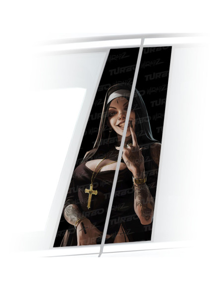 Naklejka na słupek samochodowy Bezwstydna Zakonnica | TurboWrapz.com