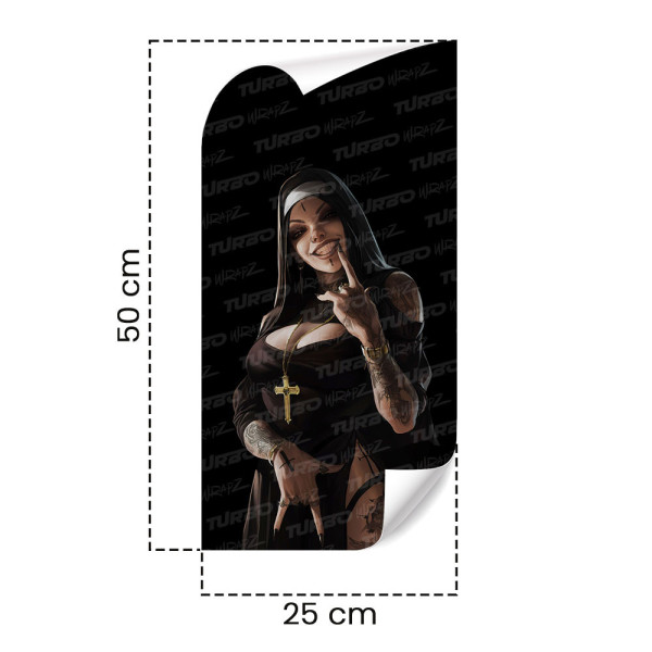 Naklejka na słupek samochodowy Bezwstydna Zakonnica | TurboWrapz.com