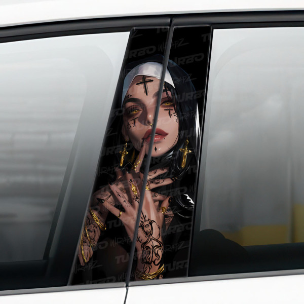 Sticker for car pillar Zakonnica z Tatuażami | TurboWrapz.com