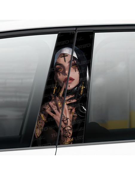 Sticker for car pillar Zakonnica z Tatuażami | TurboWrapz.com
